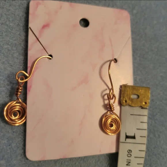 Copper Wire Spiral Dangle Earrings - Picture 6 of 7